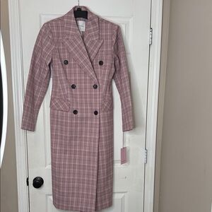 Avec Les Filles Mauve Checkered Trench Coat